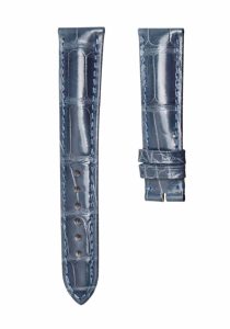 Gloss blue‑grey cane‑grain alligator leather watch strap for Glashutte Original Lady Serenade 1‑39‑22‑09‑06‑04