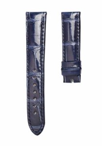 Gloss navy‑blue cane‑grain alligator leather watch strap for Glashutte Original Lady Serenade 1‑39‑22‑09‑06‑04