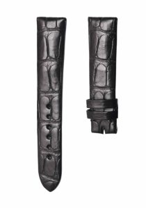 Matte black unstitched cane‑grain alligator leather watch strap for Glashutte Original Lady Serenade 1‑39‑22‑09‑06‑04