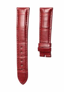 Matte bright‑red cane‑grain alligator leather watch strap for Glashutte Original Lady Serenade 1‑39‑22‑09‑06‑04