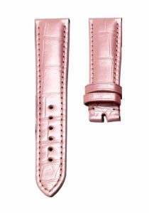 Pearl‑pink cane‑grain alligator leather watch strap for Glashutte Original Lady Serenade 1‑39‑22‑09‑06‑04