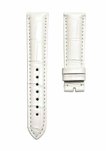 Pearl‑white cane‑grain alligator leather watch strap for Glashutte Original Lady Serenade 1‑39‑22‑09‑06‑04