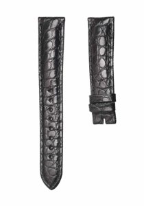Black round‑grain alligator leather watch strap for Glashutte Original Lady Serenade 1‑39‑22‑09‑06‑04