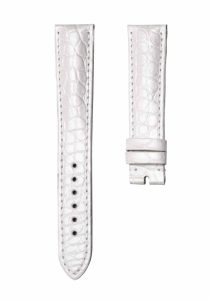 Pearl‑white round‑grain alligator leather watch strap for Glashutte Original Lady Serenade 1‑39‑22‑09‑06‑04
