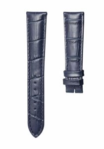 Dark Blue cane grain calf leather watch strap no buckle for Glashutte Original Senator 1‑39‑59‑01‑02‑04