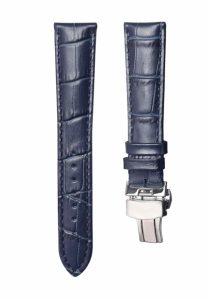 Dark Blue cane grain calf leather watch strap silver buckle for Glashutte Original Senator 1‑39‑59‑01‑02‑04