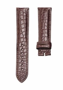 Brown round grain alligator leather watch strap for Glashutte Original Senator 1‑39‑59‑01‑02‑04