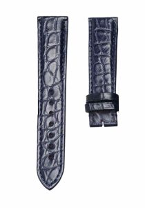 Dark Blue round grain alligator leather watch strap for Glashutte Original Senator 1‑39‑59‑01‑02‑04