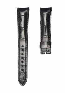 Black cane grain alligator leather watch strap for Glashutte Original Senator 100‑04‑13‑02‑04