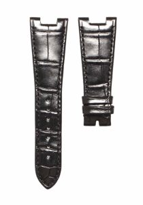 Black cane grain alligator leather watch strap for Glashutte Original Vintage 1‑37‑02‑09‑02‑62