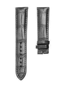 Dark‑grey cane‑grain alligator leather watch strap for Glashutte Original Vintage 1‑39‑52‑04‑02‑04