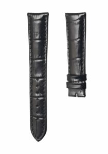 Black cane‑grain calf leather watch strap for Glashutte Original Vintage 1‑39‑52‑04‑02‑04