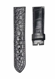 Black double‑sided cane‑grain alligator leather watch strap for Glashutte Original Vintage 1‑39‑52‑04‑02‑04