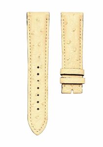 Beige ostrich leather watch strap without buckle for Gucci G‑TIMELESS YA1264062A