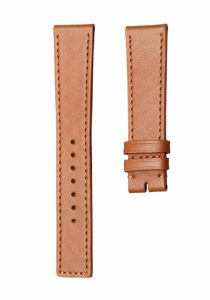 Brown flat calf leather watch strap with brown stitching, square‑tail, without buckle for Gucci G‑TIMELESS YA126319