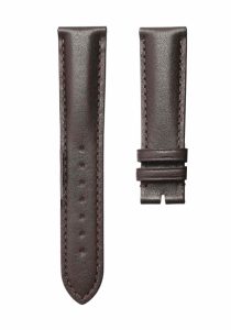Dark brown flat calf leather watch strap with white base, without buckle for Gucci G‑TIMELESS YA126319