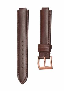 Brown flat calf leather watch strap with rose gold buckle for Gucci HORSEBIT YA140507