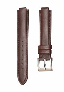Brown flat calf leather watch strap with silver buckle for Gucci HORSEBIT YA140507