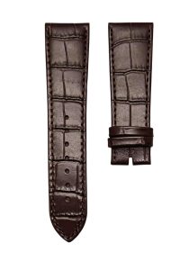 Dark brown cane‑grain calf leather watch strap without buckle for Hamilton Jazzmaster H32766513