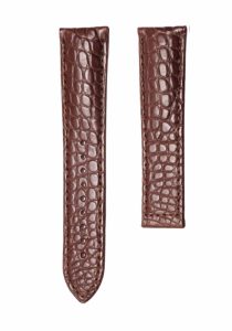 Brown red round grain alligator leather watch strap for deployant buckle, fits Hamilton Jazzmaster Maestro H42615553