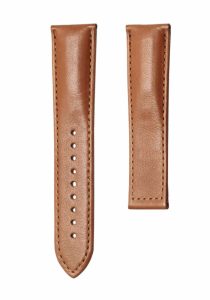 Light brown flat calf leather watch strap for deployant buckle, fits Hamilton Jazzmaster Maestro H42615553
