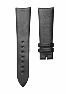 Black flat thin calf leather watch strap without buckle for Hamilton American Classic H38755731