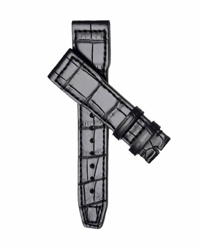 IWC Pilot IW377701 Alligator Leather Watch Strap Black Cross Display