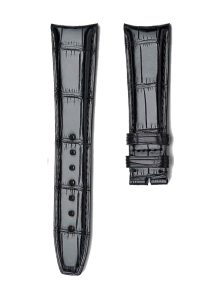IWC Portofino IW356501 IW371605 Alligator Leather Watch Strap Black Curved Pin Buckle Front