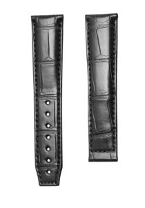 Black Cane Grain Alligator Watch Strap 105+90 For Maurice Lacroix Masterpiece MP6347