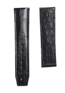Black Double Sided Cane Grain Alligator Watch Strap For Maurice Lacroix Masterpiece MP634