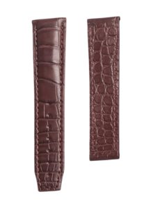 Brown Double Sided Cane Grain Alligator Watch Strap For Maurice Lacroix Masterpiece MP6347