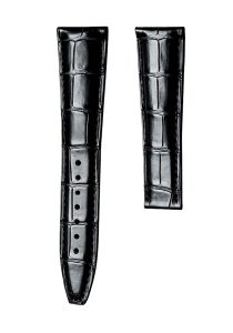 Black Alligator Leather Watch Strap Front View For Maurice Lacroix Masterpiece MP6347 MP6607 120mm+80mm