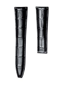 Black Alligator Leather Watch Strap Front View For Maurice Lacroix Masterpiece MP6347 MP6607 120mm+80mm
