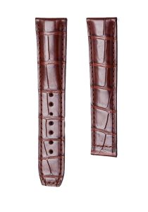 Brown Alligator Leather Watch Strap Front View For Maurice Lacroix Masterpiece MP6347 MP6607 105mm+90mm
