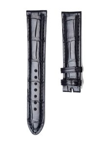 Montblanc Star Classique U0107115 Alligator Leather Watch Strap Black Glossy 19mm Lug 17mm Buckle Front