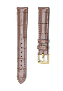 Beige Alligator Leather Watch Strap Gold Buckle Front View For Omega De Ville 424.10.40.20.03.001 424.13.33.20.52.002