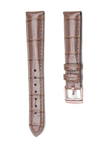 Beige Alligator Leather Watch Strap Rose Gold Buckle Front View For Omega De Ville 424.10.40.20.03.001 424.13.33.20.52.002