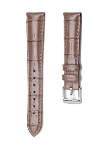 Beige Alligator Leather Watch Strap Silver Buckle Front View For Omega De Ville 424.10.40.20.03.001 424.13.33.20.52.002
