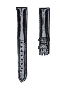Black Alligator Leather Watch Strap No Buckle Front View For Omega De Ville 424.10.40.20.03.001 424.13.33.20.52.002