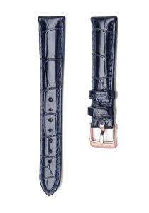 Blue Alligator Leather Watch Strap Rose Gold Buckle Front View For Omega De Ville 424.10.40.20.03.001 424.13.33.20.52.002