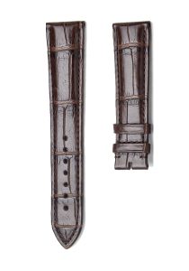 Dark Brown Alligator Leather Watch Strap No Buckle Front View For Omega De Ville 424.10.40.20.03.001 424.13.33.20.52.002