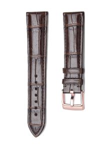 Dark Brown Alligator Leather Watch Strap Rose Gold Buckle Front View For Omega De Ville 424.10.40.20.03.001 424.13.33.20.52.002