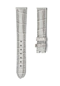 Gray Alligator Leather Watch Strap No Buckle Front View For Omega De Ville 424.10.40.20.03.001 424.13.33.20.52.002