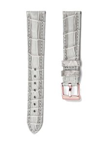 Gray Alligator Leather Watch Strap Rose Gold Buckle Front View For Omega De Ville 424.10.40.20.03.001 424.13.33.20.52.002