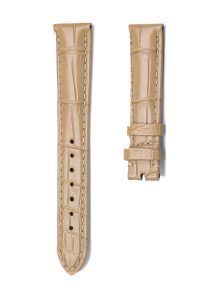 Khaki Alligator Leather Watch Strap No Buckle Front View For Omega De Ville 424.10.40.20.03.001 424.13.33.20.52.002