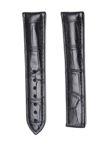 Black Alligator Leather Watch Strap Deployant Front View For Omega De Ville 434.13.40.20.02.001 424.13.40.20.02.002