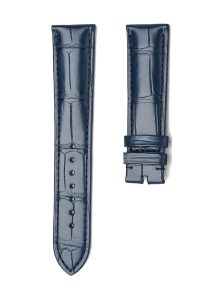 Blue Alligator Leather Watch Strap Pin Front View For Omega De Ville 434.13.40.20.02.001 424.13.40.20.02.002 424.13.40.21.02.001