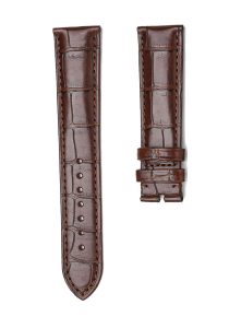 Brown Alligator Leather Watch Strap Pin Front View For Omega De Ville 434.13.40.20.02.001 424.13.40.20.02.002 424.13.40.21.02.001