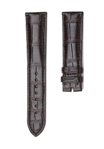Dark Drown Alligator Leather Watch Strap Pin Front View For Omega De Ville 434.13.40.20.02.001 424.13.40.20.02.002 424.13.40.21.02.001