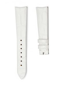 White Alligator Leather Watch Strap Front View For Omega De Ville Tresor 428.17.36.60.04.001 428.18.36.60.11.002 428.17.36.60.05.001
